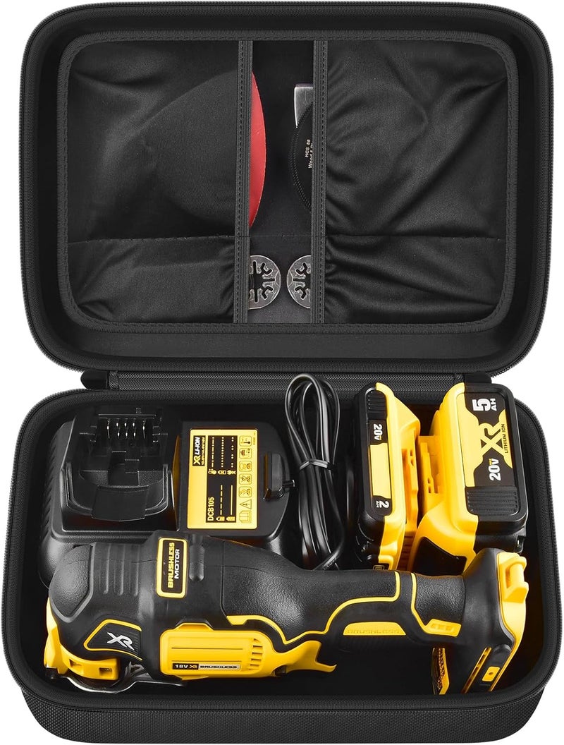 PAIYULE حقيبة متوافقة مع أداة DEWALT متعددة الاستخدامات 20V MAX XR DCS354B/ DCS356B، صندوق تخزين كبير يناسب بطارية وشاحن DEWALT 20V MAX XR، والشفرات، وألواح الصنفرة والإكسسوارات (صندوق فقط) - Image 1